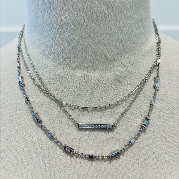 Kendra Scott Addison Triple Strand Necklace in Silver - Picture 4 of 6